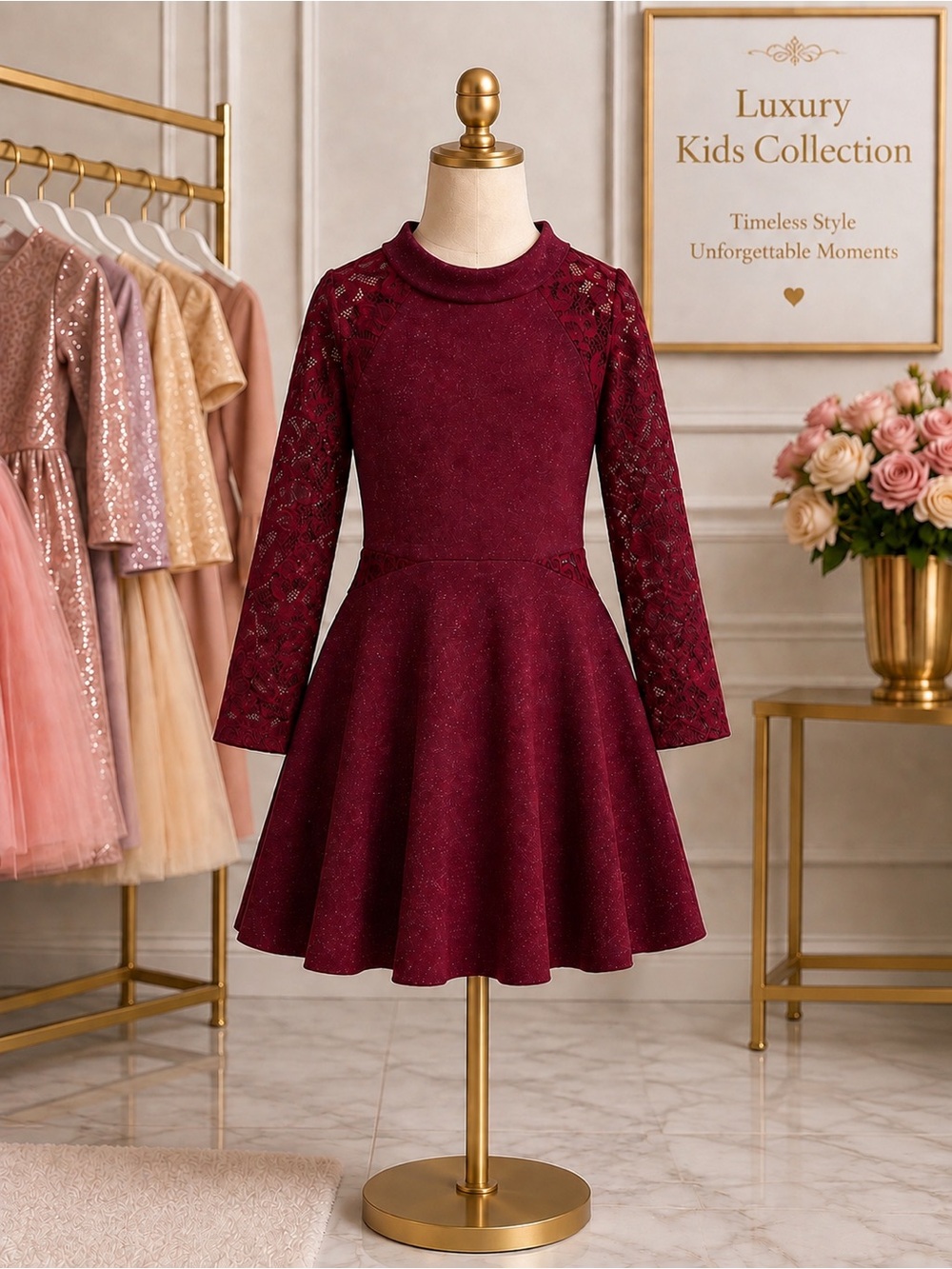 Ava & Yelly Tween Lace Ponte Skater Dress Pre-loved